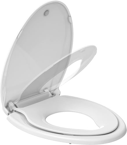 Elongated Toilet Seat With Toddler Seat,PP Material Family Toilet Seat Cover with Adult and Toddler Seat, Soft Close Design, Easy to Clean, Safe for Home Kids Potty Training