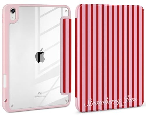 Loyrina Case for iPad mini (A17 Pro, 2024 Model, 7th Generation) / Mini 6 (2021 Model) 8.3 Inch Cute Striped Trifold Stand Cover with Clear Back Auto Wake Sleep Aesthetic Design for Girls, Stripe