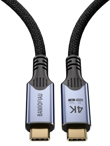 BAWIOFIAU USB C Kabel auf USB C 1M, USB 3.2 Gen2 Typ C ladekabel, 20 Gbps Datenübertragung, 100W 20V/5A Schnellladekabel,4K @ 60Hz Videoübertragung Kompatibel für thunderbolt 4/3