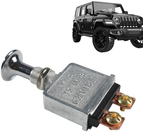Robuste Wippschalter, 75A Push-Pull-Schalter - Rostfrei Chrom, Push/Pull | Auto Lichttaste verbessert Scheinwerfer und Blinklicht