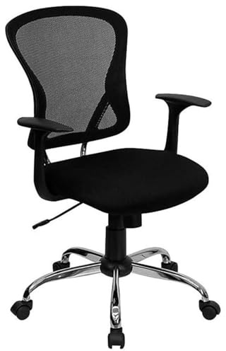 FWStyle Mesh Office Chair – Black Mid-Back Ergonomic Desk Chair with Lumbar Support, Adjustable Height, Tilt Lock & Breathable Ventilated Back