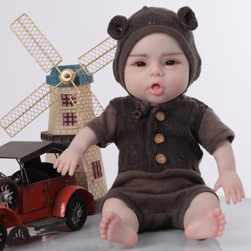 LCUPPON Ganzkörper Silikon Puppe Baby Neugeborenen 18 Zoll Nicht TPE Neugeborene Puppen Junge/Mädchen Auswahlbar (Elfenbein Junge)