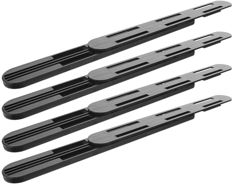 COLLBATH Lot de 4 Glissières de Tiroir Auto-adhésives Noires 26,4 Cm en Plastique, Guides Coulissants Silencieux pour Tiroirs Cuisine et Armoires, Installation sans Perçage, Rails