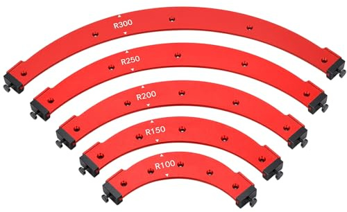 Frässchablone Oberfräse R100 R150 R200 R250 R300 Eckenradius Schablone, Oberfräsenschablonen Router Radius Jig Aluminiumlegierung Eck-Fräsführung-Set für Holzbearbeitung