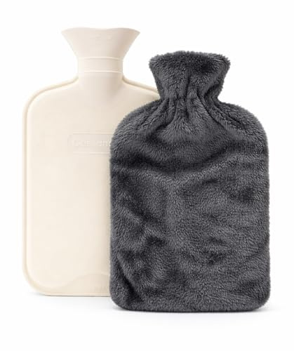 Cassandra Supersoft Fleece Hot Water Bottle – Plush Covered Natural Rubber Hot Water Bottle for Pain Relief, Bed Warmer & Winter Comfort