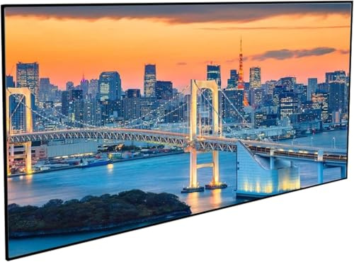 Écran De Projection Fixe 60-92 Pouces - Format 16:9 4k HD, Gris, Fixation Murale, Cadre en Aluminium pour Home Cinéma Et Expérience Cinéma en Intérieur Grey 60in