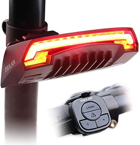 MEILAN X5 Wireless Remote Control Smart Bike TailLight Rear Light Automatic Brake Light with Turn Signal Light USB Rechargeable Safety Flashing light Fits on Any Road Bicycle