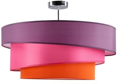 Lindby Textil Deckenleuchte rund 3 flammig, Ringe Deckenlampe Stoff Violett Pink Orange 3x E27 max. 60W ohne Leuchtmittel Schlafzimmerleuchte