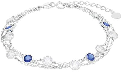 Amor Armband 925 Sterling Silber Damen Armschmuck, mit Zirkonia synth., 17+3 cm, Blau, Kommt in Schmuck Geschenk Box, 2017183