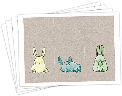 Papierdrachen 12 Oster Aufkleber zum Basteln und Dekorieren - Motiv bunte Osterhasen rechteckig - Sticker Nr 15 - Ostern 2023