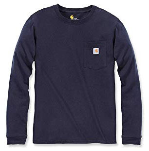 Carhartt, Women's, Loose Fit Heavyweight Long-Sleeve Pocket T-Shirt, Navy, M