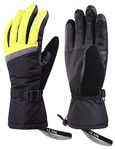 Kineed Skihandschuhe Damen Touchscreen Winterhandschuhe Wasserdicht Snowboardhandschuhe Winter Warm Schnee Handschuhe Winddicht 3M Thinsulate Gelb M …