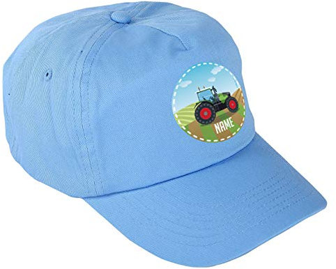 Striefchen® Blaues Basecap für Jungs mit eigenem Namen und Traktor