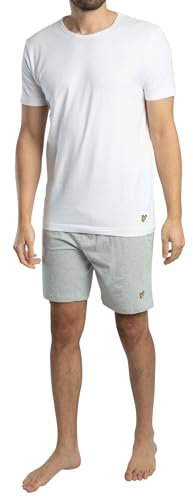 Lyle & Scott Men's Charlie Pyjama Sets, Multicolour (Grey Marl White 9002), Small (Size:Small)