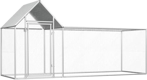 vidaXL Hühnerstall 3x1x1,5 m Silber verzinkter Stahl Wasserabweisend Geräumig Bequem Drahtgitter