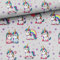 Meterware, Stoffe zum Nähen für Kinder, 100% Baumwolle: 0,5m Premium Baumwollstoff mit Einhorn Regenbogen Sterne Noten - pink rosa grau lila blau - Kinderstoff mit Tiere für Mädchen