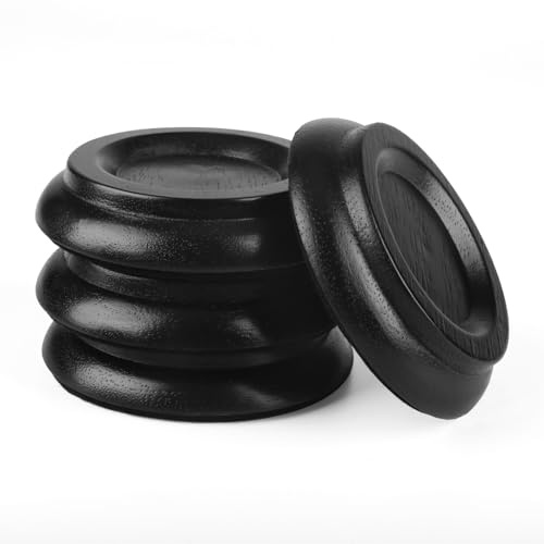 Upright Piano Caster Cups,Premium Quality Hardwood Piano Caster Pads Furniture Leg Pad Set of 4,with Non-Slip Moisture-Proof& Anti-Noise Felt Pads for Hardwood Floor Protectors ((Hardwood-Black)