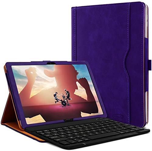 Karylax Schutzhülle mit Standfunktion horizontal Farbe Violett mit französischer Tastatur Azerty Connection Bluetooth für Tablet Huawei Mediapad M5 Lite 10,1 Zoll