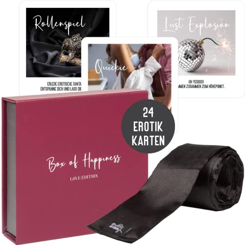 Things of Happiness Sex Gutscheine inkl. Augenbinde für Paare - 24 Gutschein-Karten für Liebe, Sex & Leidenschaft Erotisches Geschenk Valentinstag Geburtstag für Mann, Frau, Partner