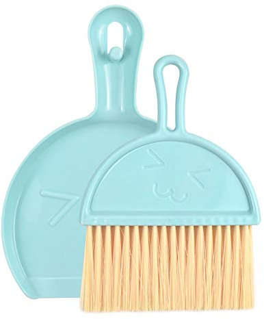 Jinlaili Mini Escoba y Recogedor, Escoba y Recogedor de Plástico, Pequeño y Portátil para Niño, Cepillo Barrer y Recogedora para Cocina y Teclado (Azul)