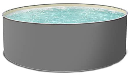 Paradies Pool® Edition grau Komplettset Platin rund, 400x120cm (Ø x H), Stahlwandbecken, Poolplane in Sand 0,8mm, Handlauf grau, inkl. Leiter Pumpe Filteranlage, Swimmingpool, Menge: 1 Stück