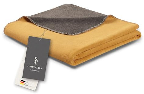 biederlack® flauschig-weiche Kuscheldecke aus Baumwollmischgewebe I Made in Germany I Öko-Tex I nachhaltig produziert I Wohndecke Cotton Doubleface in Antique-Rauch I Sofa-Decke in 150x200 cm