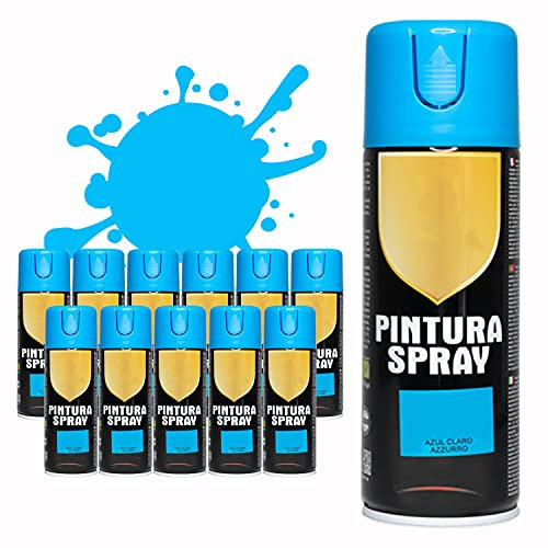 BESCH Pintura Spray 400ml para Metal/Madera/Plástico (Azul Claro, 400 ml (Paquete de 12)