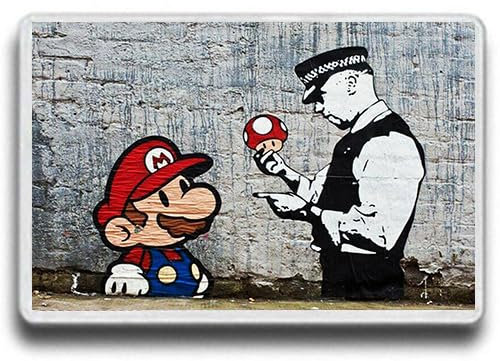 BANKSY Mario Policeman Street Art FRIDGE MAGNET! JUMBO SIZE