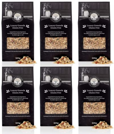 Gluten-Free Granola by Ludlow Nut - Breakfast Cereal Bowl - Healthy Snack - Contains Mixed Nuts, Oats, Puffed Rice, and Sweet Maple Syrup (6 x 450g)