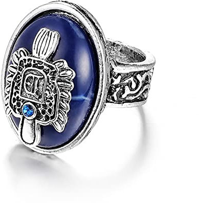 Wedity Vampire Diaries Ring Vintage Silber Gravur Lapis Statement Punk Ring Schmuck für Damen und Herren