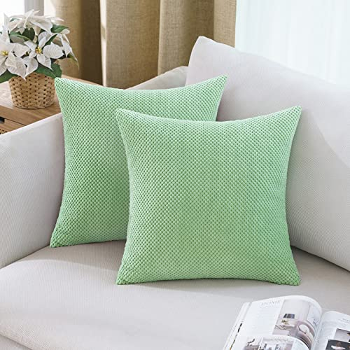 MIULEE 2er Set Kissenbezüge Dekokissen Körnig Dekorativ Kissenbezug Kissenhülle Sofakissen Deko Bezug Weich Zierkissen Kissen für Wohnzimmer Schlafzimmer 45x45cm Salbeigrün