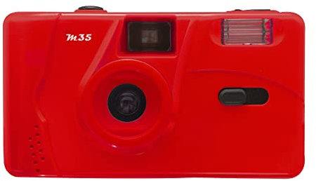 ZXNQ 35mm Appareils Photo argentiques - Portatif et Compact Appareil Photo Vintage - Flash intégré,Rouge