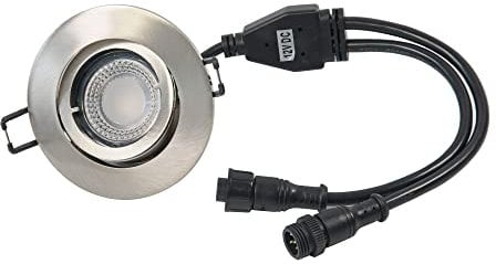 Einbaustrahler Set mit 7W RGB+W LED Module und Einbaurahmen in silber Optik gebürstet rund