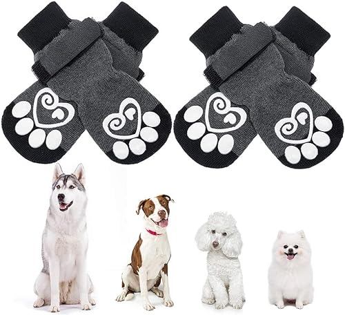 KOOLTAIL Hundesocken, rutschfest, für Hunde, Pfotenschutz, 2 Paar, verstellbare Hundesocken für Haustiere, draußen und drinnen, x-klein