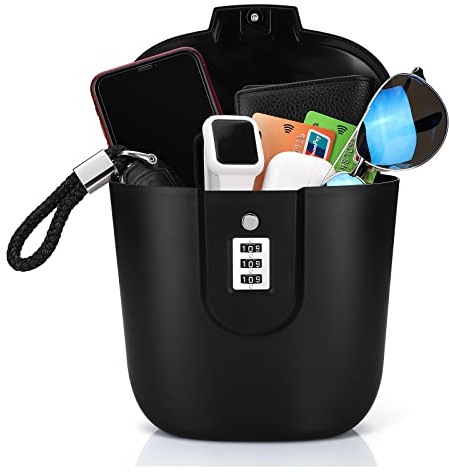 Ohok Boîte de serrure portable antivol - Sac de sécurité portable - Coffre-fort de voyage et de plage - Avec chiffres - Pour la plage, le camping, les voyages, le sport, le shopping (noir)