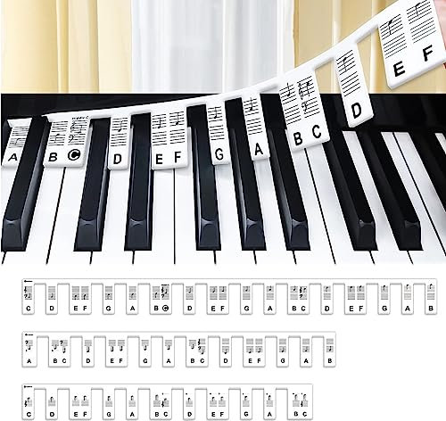 PUCIO Abnehmbare Klaviertastatur Notenetiketten, Anfänger Silikon Klaviernoten Anleitung, für 88 Tasten in voller Größe, wiederverwendbare Klaviertastatur Notenaufkleber