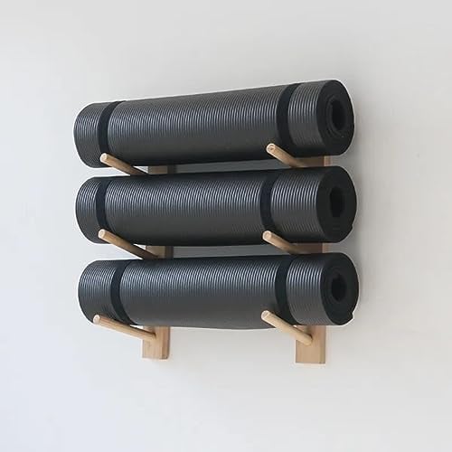 Wandhalterung für Yogamatten aus Holz, Wandregal-Organizer für Schaumstoffrollen, Fitness-Organizer zum Aufhängen an der Wand aus Holz für Zuhause, Fitnessstudio, Schule, Büro