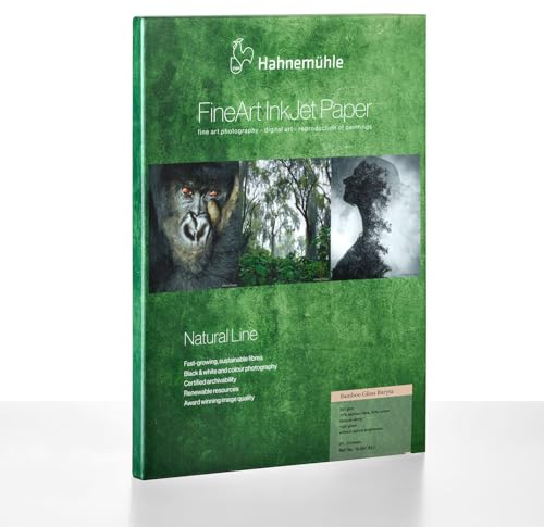Hahnemühle Bamboo Gloss Baryta, nachhaltiges Inkjet-Fotopapier mit 90% Bambusfastern, naturweiß, 305 g/m² (210 x 297 mm)