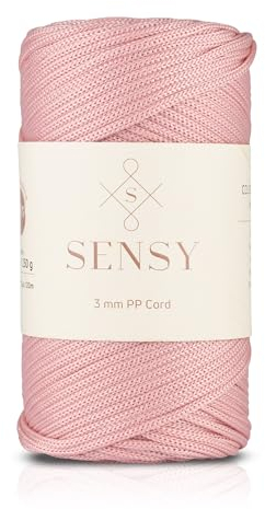 Sensy Premium 3 mm 120 Meter Polyester-Seil, 100% Polypropylen-Kordel, Makramee-Seil, Häkeltaschen-Kordel, Häkelgarn, Geschenk für Stricker (Rosa)