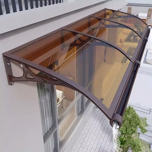Vordach Haustür,Sonnenschutz Vordach Überdachung Haustürvordach,Türvordach,Breite 60/80/100/120 cm,Türdach Pultbogenvordach aus 2.5 mm Polycarbonat und Aluminium Rahmen (60x180cm/24 x71)