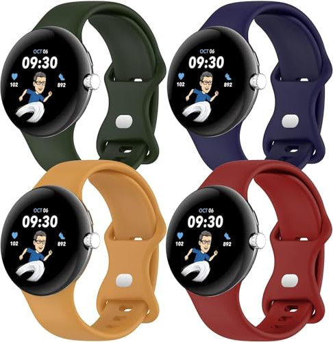 SOLOLUP 4 Pack Cinturino Compatibile con Google Pixel Watch 3 2 1 41mm Cinturini,Cinturino di ricambio impermeabile sportivo in silicone morbido per Google Pixel Watch 3/2/1 Uomini Donne,L