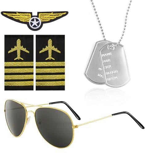 4 Stück Flieger Verkleidung Accessoires,Pilot Kostüm Fliegers Zubehör