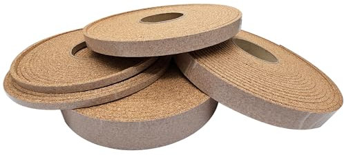 NADOtec Ruban d'étanchéité en liège compressé naturel - 10 mm x 5 mm - Rouleau de 10 m - Environ 220 kg/m³ - Autocollant d'un côté