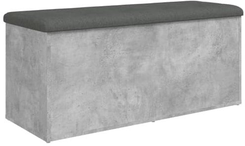 vidaXL Banco almacenaje Madera ingeniería Gris hormigón 102x42x45 cm