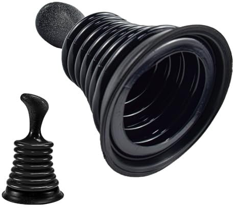 Sink Drain Plunger, ADERTOS Powerful Plunger Industrial Suction Bell Plunger Heavy Duty Drain Unblocker Tool for Kitchens Bathrooms Baths Waste Pipes and Showers, Plumbers Plunger with Large Bellows