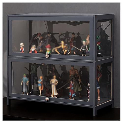 forestalk Grauer Vitrine Curio Schrank mit Acryltüren, Figuren und Vitrine aus der Curio-Kollektion, bodenstehend, transparente Vitrine für Wohnzimmer, Schlafzimmer, 80 x 32 x 140 cm
