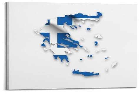 BPQN Landkarten-Poster, Europa, Griechenland, Landkarte, dekoratives Gemälde, Leinwand, Kunstbild, 40 x 60 cm