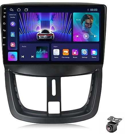 Android 12 Autoradio per Peugeot 207 CC 2006 2007 2008 2009-2015 2 DIN Stereo Car Tablet Pollici Schermo MP5 Lettore Multimediale Receiver GPS con FM AM SWC Carplay Android Auto (M150CP 4core 2+32G)