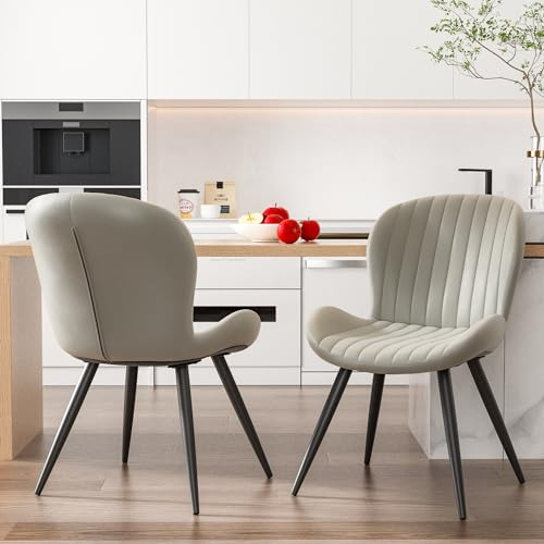 Hawthyhome Esszimmerstühle 2er Set, Küchenstuhl, Stuhl Esszimmer Wohnzimmer, ergonomischer Sessel, Armlehnstuhl, Polsterstuhl, Wasserdichtes Material,Metallbeine, Hellgrau