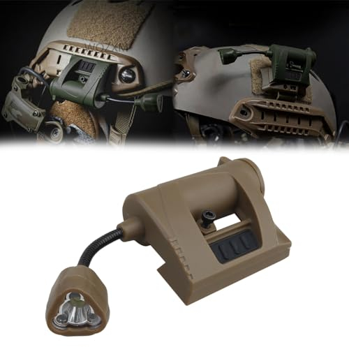 WQZXM Lampe Tactique Casque avec Lampe LED IR Blanche et Rouge, Accessoires Casque Militaire, Montage système Molle Casque Rapide Mich Rail Picatinny, Lampe signalisation Survie pour(Tan)